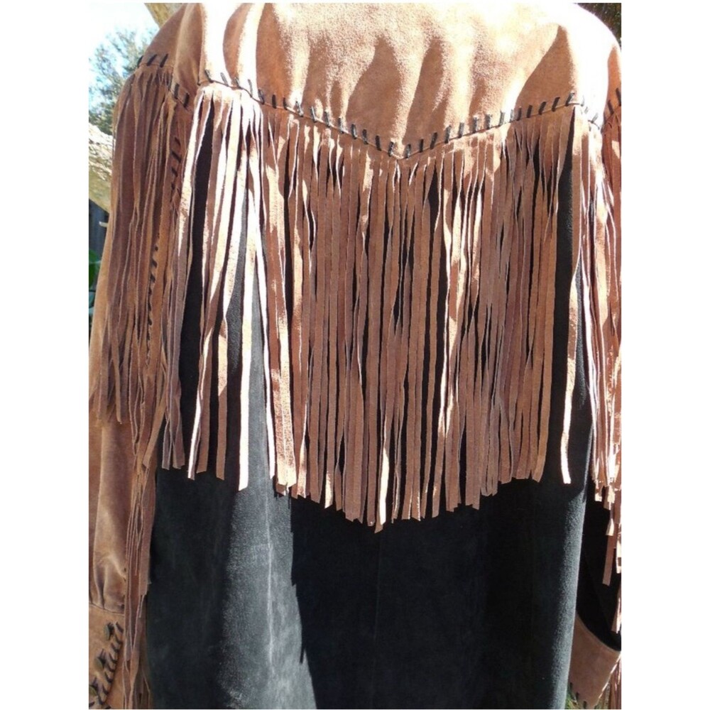 Vintage BOB MACKIE Suede Fringe western boho Jacket - Picture 6 of 16